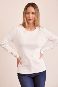 LS Ribbed Top - White | Seesaw