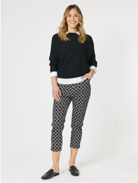 Clover Print Pant - Black/Ivory