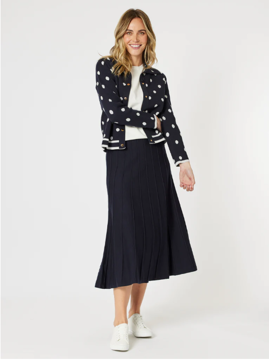 Kate Long Knit Skirt - Navy| Gordon Smith