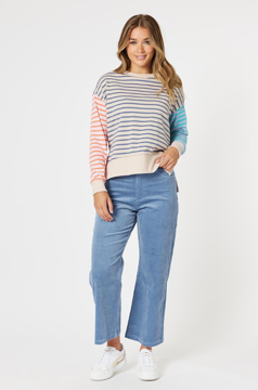 Lucy Stretch Cord Leg Pant - Blue | Threadz