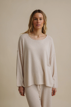 Winter Retreat Merino Cotton Pullover- Nougat | Talamaya