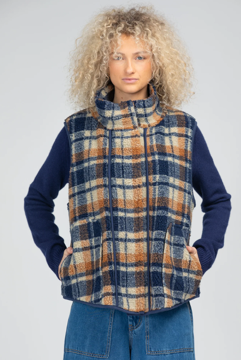 Alba Vest - Navy/Brown | Boom Shanker