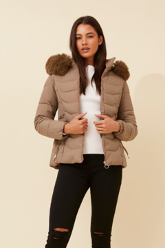 Faux Fur Puffer Jacket - Latte | Caroline K Morgan