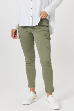 Paige Cargo Slim Leg Jean - Washed Khaki | Threadz