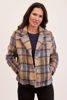Brsuhed Wool Blend Plaid Jacket - Denim/Camel | Seesaw