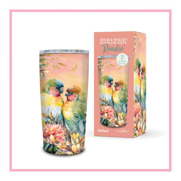 Roadie Travel Mug - Sunset Love Birds | Lisa Pollock Art
