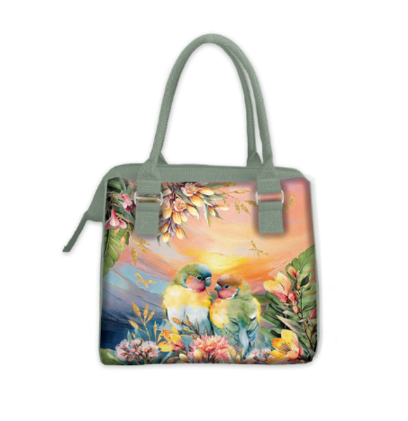 Insulated Lunch Cooler Bag - Sunset Love Birds | Lisa Pollock Art