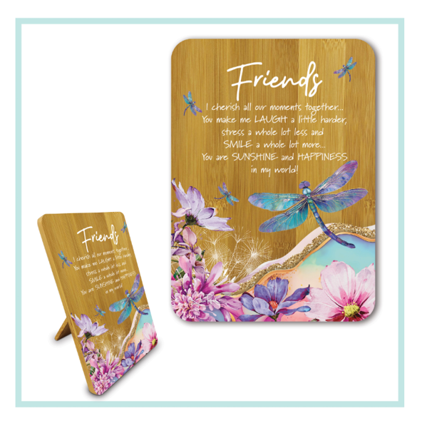 Bamboo Affirmation Plaque - Friends | Lisa Pollock Art