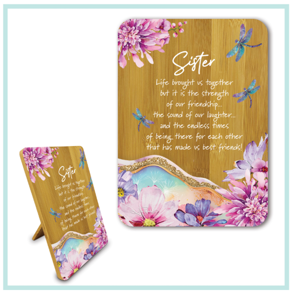 Bamboo Affirmation Plaque - Sister | Lisa Pollock Art