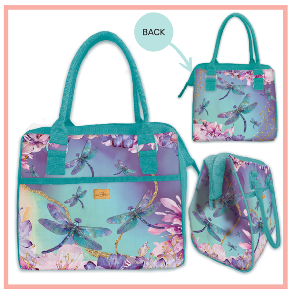 Insulated Lunch Cooler Bag - Delightful Dragonflies | Lisa Pollock Art