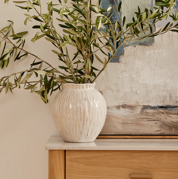 Jarah Textured Sage White Vase | Madras Link