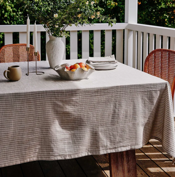 Bowral Neutral Stripe Tablecloth | Madras Link