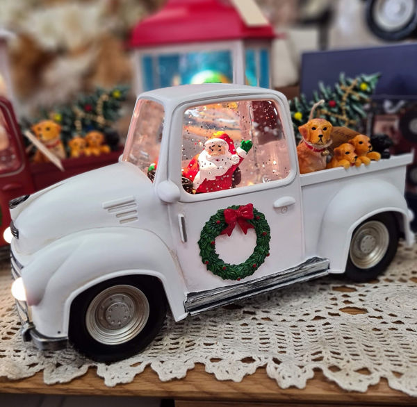 Christmas Pickup truck-White | Snow Globe