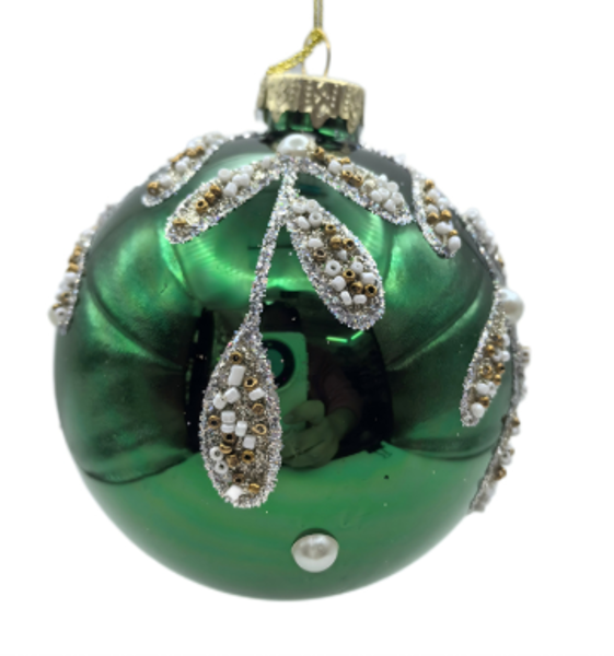 GLASS BAUBLE - EMERALD & BEAD | Christmas *Pre Order*