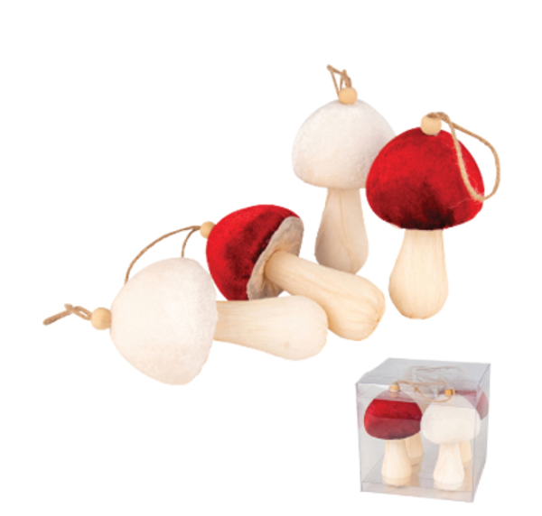POLY MUSHROOM RED WHITE-  BOX 4 | Christmas