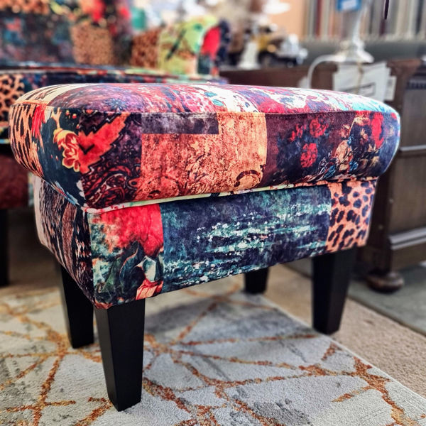Louis Foot Stool | Digital Print Patchwork