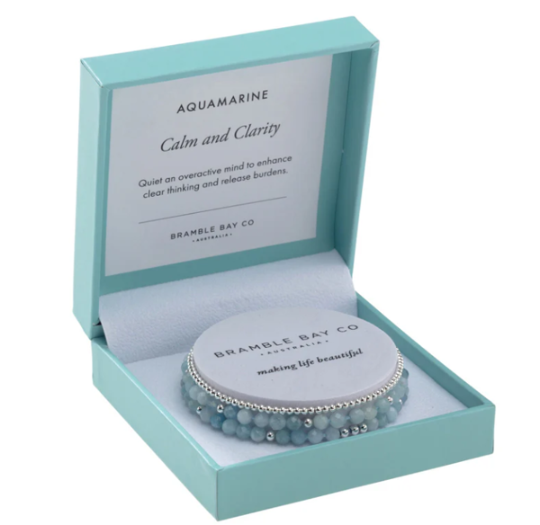 Picture of Aquamarine & Silver plated bead- Calm & Clarity | Trio Bracelet Set