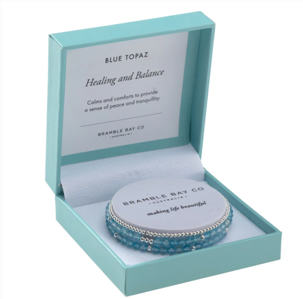 Picture of Blue Topaz & Silver plated bead- Healing & Balance | Trio Bracelet Set