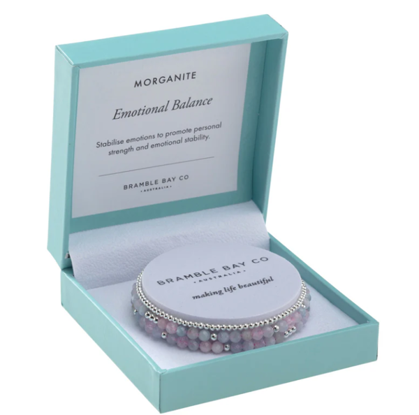 Picture of Morganite & Silver plated bead Emotional Balance | Trio Bracelet Set