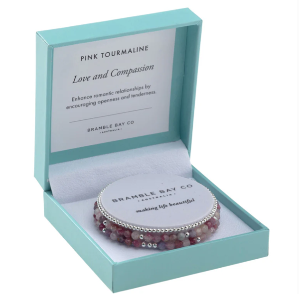 Picture of Pink Tourmaline & Silver plated bead Love & Compassion | Trio Bracelet Set