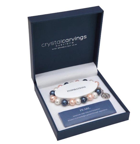 Pink-White-Blue Pearlised Tree of Life | Inspiration Boxed Charm Bracelet