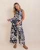 Picture of Cowl Neck Button Back Top - Vine Print Navy | Seesaw