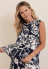 Picture of Cowl Neck Button Back Top - Vine Print Navy | Seesaw