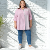 Skyler Stripe Shirt - Pink White | Threadz