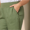 Sarah Linen Pleat Hem Pant - Khaki | Gordon Smith