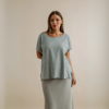 Shoreline Fine Slub Cotton T-Shirt - Thyme | Talamaya