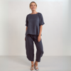 Cuff Sleeve A Line Top - Charcoal | Seesaw