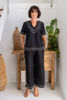 Embroidery Trim Top - Black/Natural | Seesaw