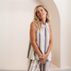 Cowl Neck Button Back Top - Multi Stripe | Seesaw