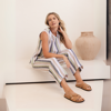 7/8 Elastic Waist Wide Leg Pant - Multi Stripe | Seesaw