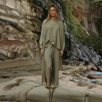 Winter Retreat Merino Cotton Pullover- Acacia | Talamaya