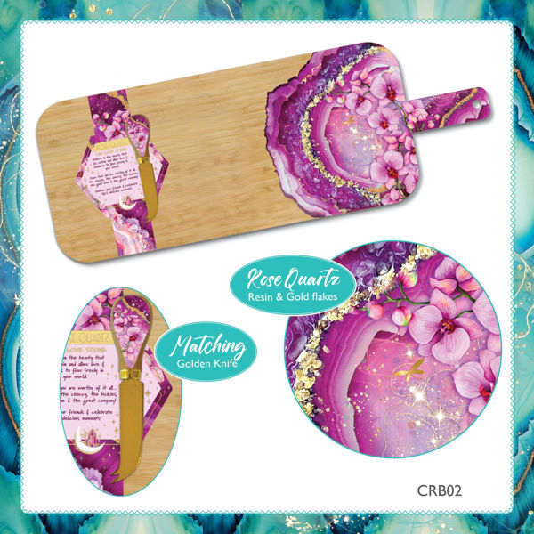 Lisa Pollock Rose Quartz Orchid Eco-Friendly Serving Board | Crystal Resin Platter Board Gift