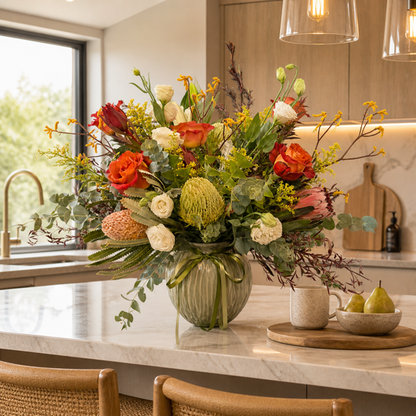 Enchanted Botanical Luxe Arrangement | Seasonal Flowers in Cermaic Vase