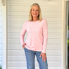 Brushed Crew Neck Tee - Blush | Gordon Smith