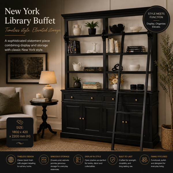 New York Library Buffet | Black