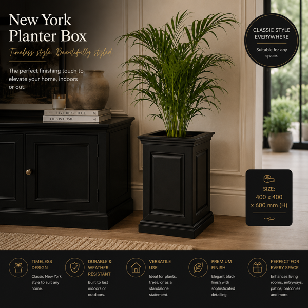 New York Planter Box - Medium | Black