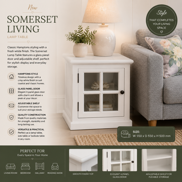 Sommerset Living Lamp Table | White Acacia Wood Finish