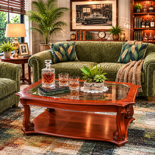 Wellington Coffee Table | Walnut Veneer + Glass