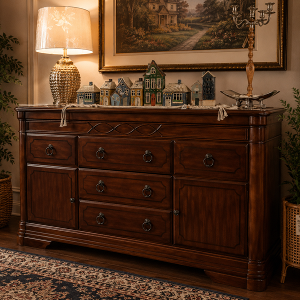 Vallencia Buffet Unit   Walnut Pine