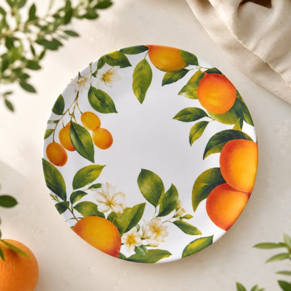 Citrus Grove - Orange Melamine Small Plate  Madris Link