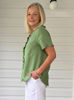Audrey Ruffle Detail Linen Top – Fern | Gordon Smith