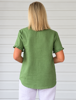 Audrey Ruffle Detail Linen Top – Fern | Gordon Smith