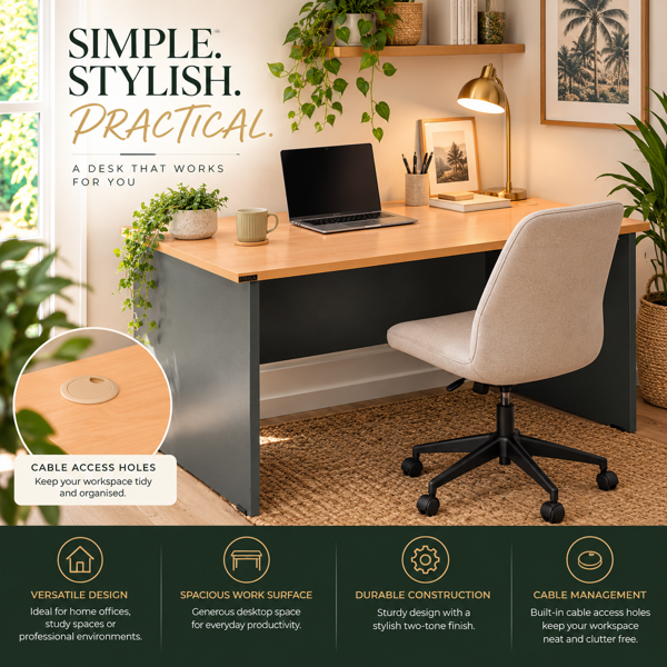Pilot P3 & P4 Desk  | Beech & Ironstone Finish